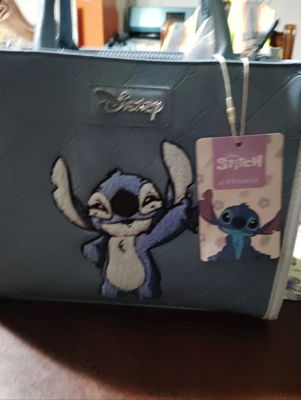 DISNEY STITCH EMBROIDERED BLUE SATCHEL HANDBAG